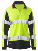 Bisley Workwear Women's Taped Two Tone Hi Vis V-Neck Polo Yellow/Navy