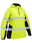 Bisley Workwear Women's Flx & Move™ Hi Vis Taped Liquid Repellent Fleece Hoodie Yellow/Navy