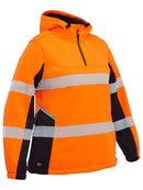 Bisley Workwear Women's Flx & Move™ Hi Vis Taped Liquid Repellent Fleece Hoodie Orange/Navy