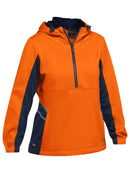 Bisley Workwear Women's Hi Vis Liquid Repellent Fleece Hoodie Orange/Navy