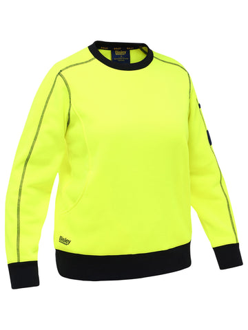 Bisley Workwear Women's Work Fleece Crew Neck Jumper Yellow