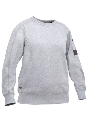 Bisley Workwear Women's Fleece Crew Neck Jumper Grey Marle