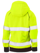 Bisley Workwear Women's Taped Hi Vis Fleece Zip Front Hoodie with Sherpa Lining Yellow