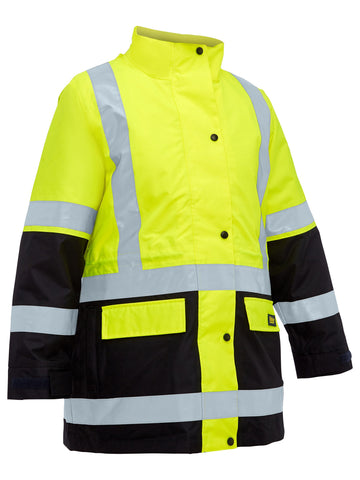 Bisley Workwear Women's Taped Hi Vis 5 in 1 Rain Jacket Yellow/Navy