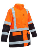 Bisley Workwear Women's Taped Hi Vis 5 in 1 Rain Jacket Orange/Navy