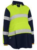 Bisley Workwear Women's Taped Hi Vis Recycled V-Neck Maternity Polo Yellow/Navy