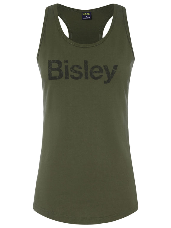 Bisley Workwear Women's Cotton Logo Singlet Army Green - Discontinued