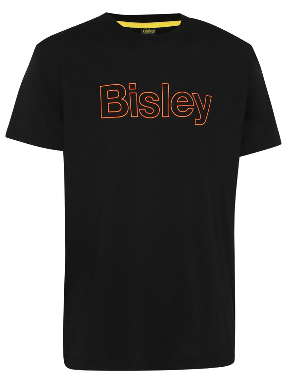 Bisley Workwear Bisley Cotton Outline Logo Tee Orange/Black - Discontinued