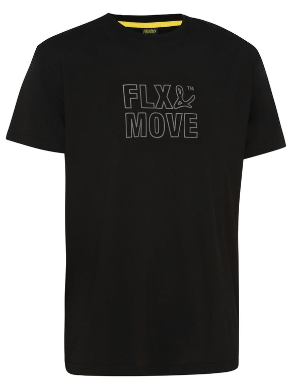 Bisley Workwear Flx & Move™ Cotton Outline Print Tee Black - Discontinued