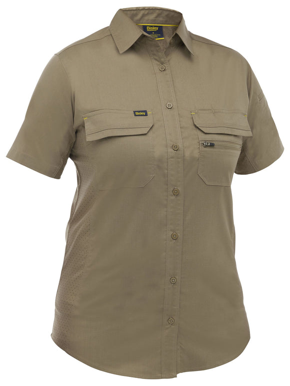 Bisley Workwear Women's X Airflow™ Stretch Ripstop Shirt Khaki