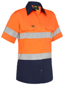 Bisley Workwear Women's Taped Hi Vis Cool Lightweight Drill Shirt Orange/Navy - Discontinued