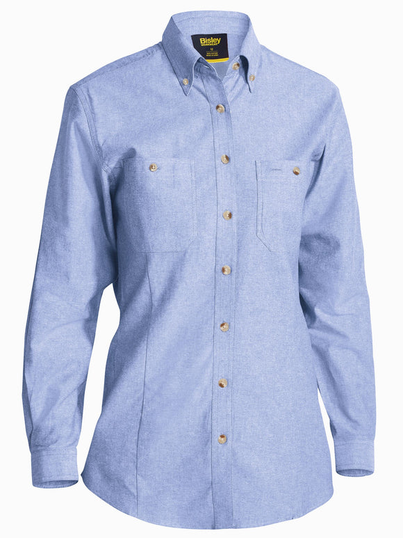 Bisley Workwear Women's Chambray Shirt Blue - Discontinued