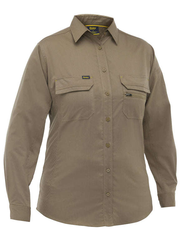 Bisley Workwear Women's X Airflow™ Stretch Ripstop Shirt Khaki