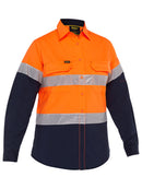 Bisley Workwear Women's X Airflow™ Hi Vis Taped Stretch Ripstop Shirt Orange/Navy