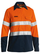 Bisley Workwear TenCate Tecasafe® Plus 580 Women's Taped Hi Vis FR Vented Shirt Orange/Navy - Discontinued