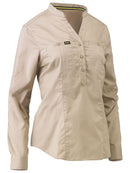 Bisley Workwear Women's Stretch V-Neck Closed Front Shirt Stone