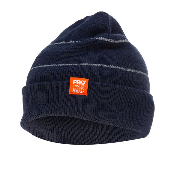 Beanie With Retro-Reflective Stripes Navy