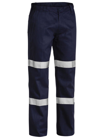Bisley Workwear Taped Biomotion Cotton Drill Work Pants Navy
