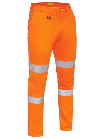 Bisley Workwear Taped Biomotion Stretch Cotton Drill Work Pants Orange