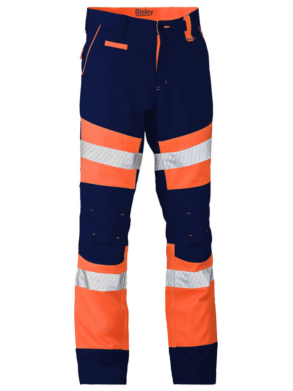 Bisley Workwear Taped Biomotion Two Tone Pants Navy/Orange