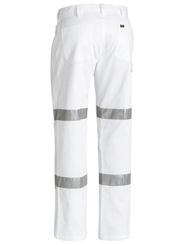 Bisley Workwear Taped Night Cotton Drill Pants White