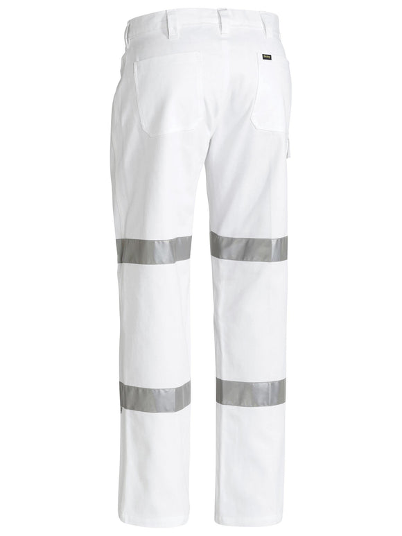 Bisley Workwear Taped Night Cotton Drill Pants White