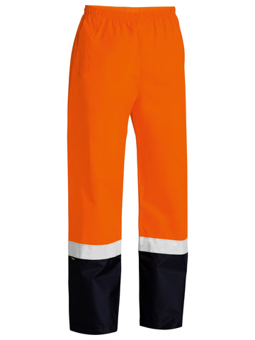 Bisley Workwear Taped Hi Vis Rain Shell Pants Orange/Navy