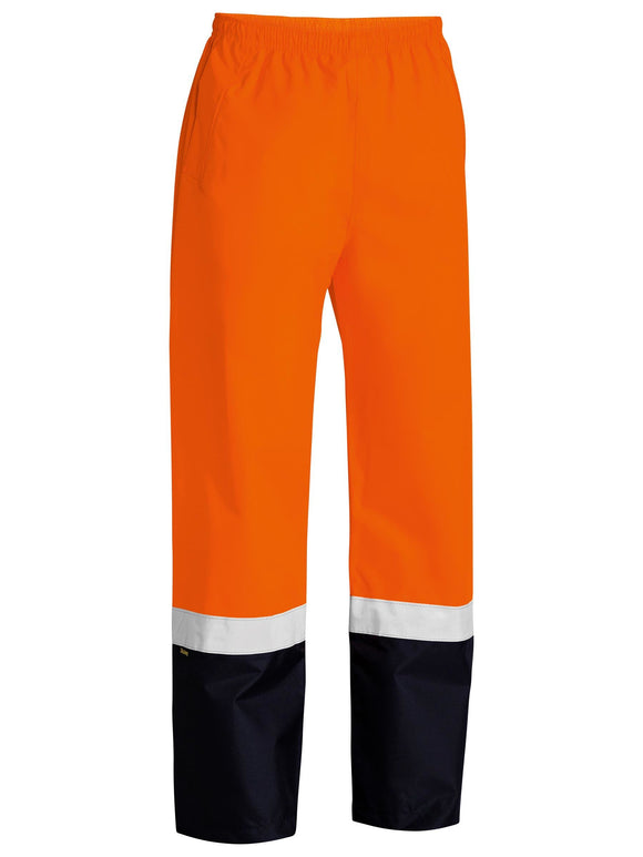 Bisley Workwear Taped Hi Vis Rain Shell Pants Orange/Navy