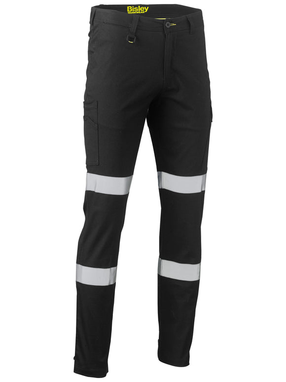 Bisley Workwear Taped Stretch Cotton Drill Cargo Pants Black