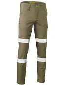 Bisley Workwear Taped Stretch Cotton Drill Cargo Pants Khaki