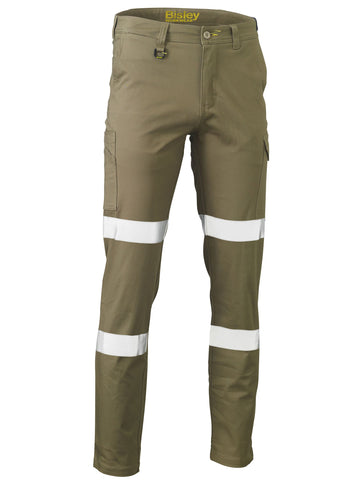 Bisley Workwear Taped Stretch Cotton Drill Cargo Pants Khaki