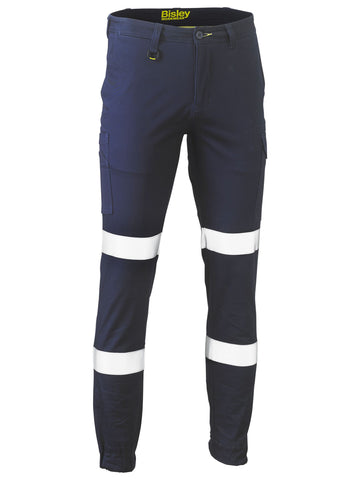 Bisley Workwear Taped Biomotion Stretch Cotton Drill Cargo Cuffed Pants Navy