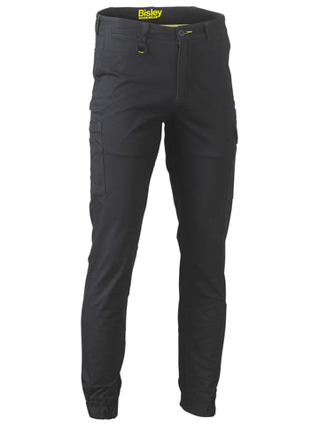 Bisley Workwear Stretch Cotton Drill Cargo Cuffed Pants Black