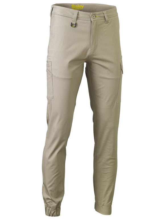 Bisley Workwear Stretch Cotton Drill Cargo Cuffed Pants Stone