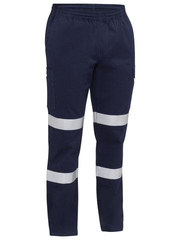 Bisley Workwear Taped Biomotion Stretch Cotton Drill Elastic Waist Cargo Work Pant Navy