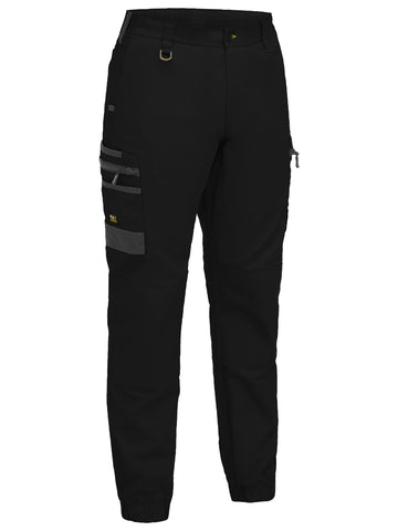Bisley Workwear Flx & Move™ Elastic Waist Cargo Cuffed Pants Black