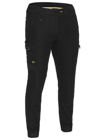 Bisley Workwear Flx and Move™ Stretch Denim Cargo Cuffed Pants Black