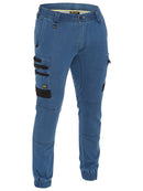 Bisley Workwear Flx and Move™ Stretch Denim Cargo Cuffed Pants Light Denim