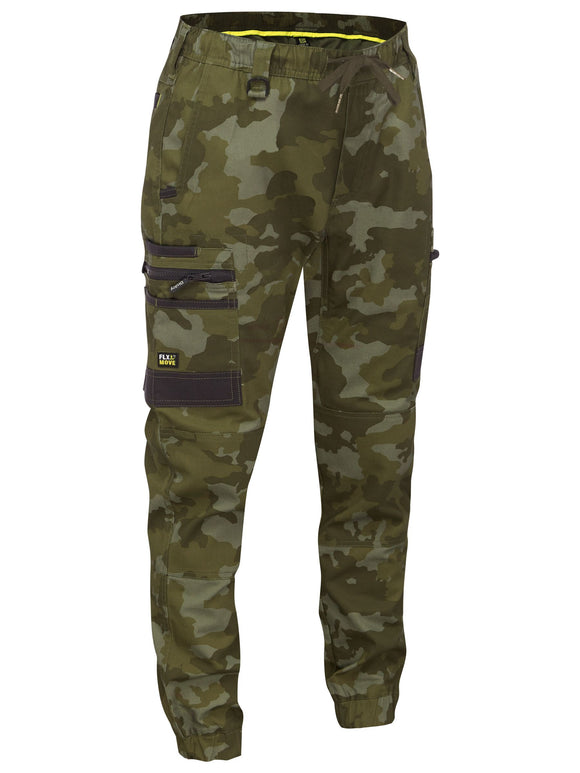 Bisley Workwear Flx & Move™ Stretch Camo Cargo Pants - Limited Edition Green