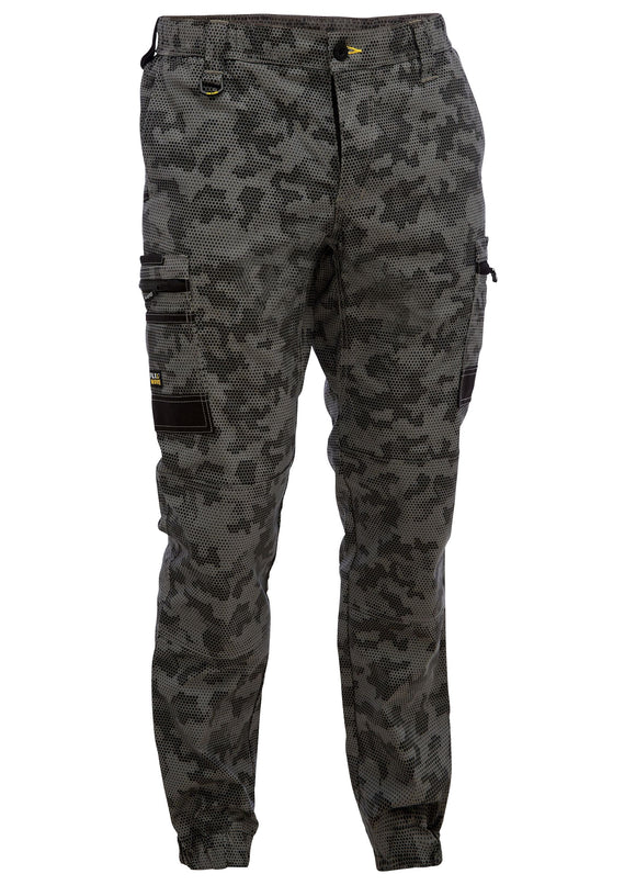 Bisley Workwear Flx & Move™ Stretch Camo Cargo Pants - Limited Edition Charcoal Honeycomb - Discontinued