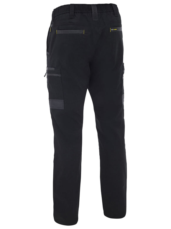 Bisley Workwear Flx & Move™ Stretch Canvas Elastic Waist Cargo Pants Black