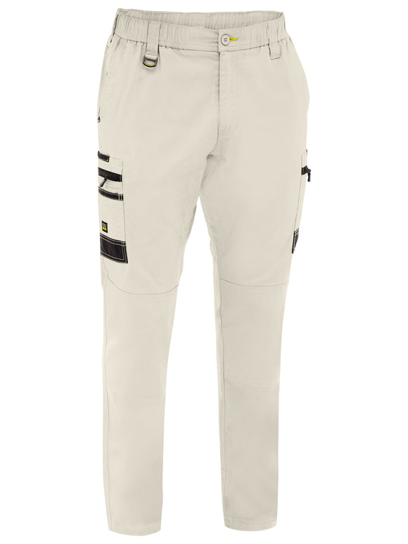 Bisley Workwear Flx & Move™ Stretch Canvas Elastic Waist Cargo Pants Stone