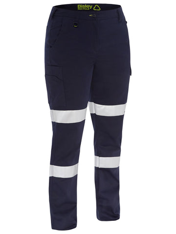 Bisley Workwear Recycle Women's Taped Biomotion Cargo Work Pant Navy