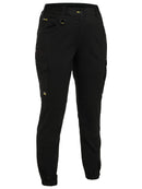 Bisley Workwear Womens Flx & Move™ Elastic Waist Cargo Cuffed Pants Black