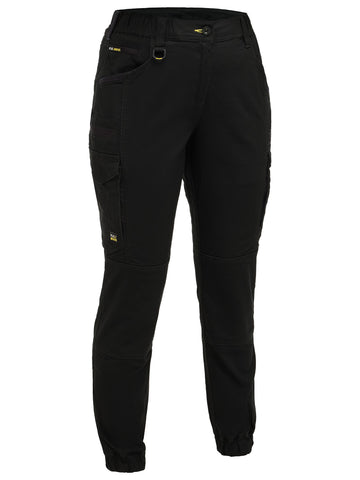 Bisley Workwear Womens Flx & Move™ Elastic Waist Cargo Cuffed Pants Black
