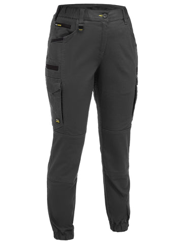 Bisley Workwear Womens Flx & Move™ Elastic Waist Cargo Cuffed Pants Charcoal