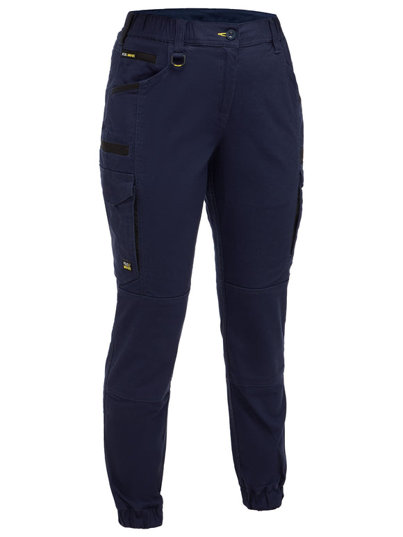 Bisley Workwear Womens Flx & Move™ Elastic Waist Cargo Cuffed Pants Navy