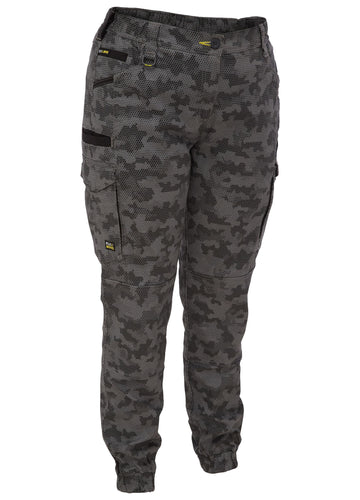 Bisley Workwear Women's Flx & Move™ Stretch Camo Cargo Pants - Limited Edition Charcoal Honeycomb