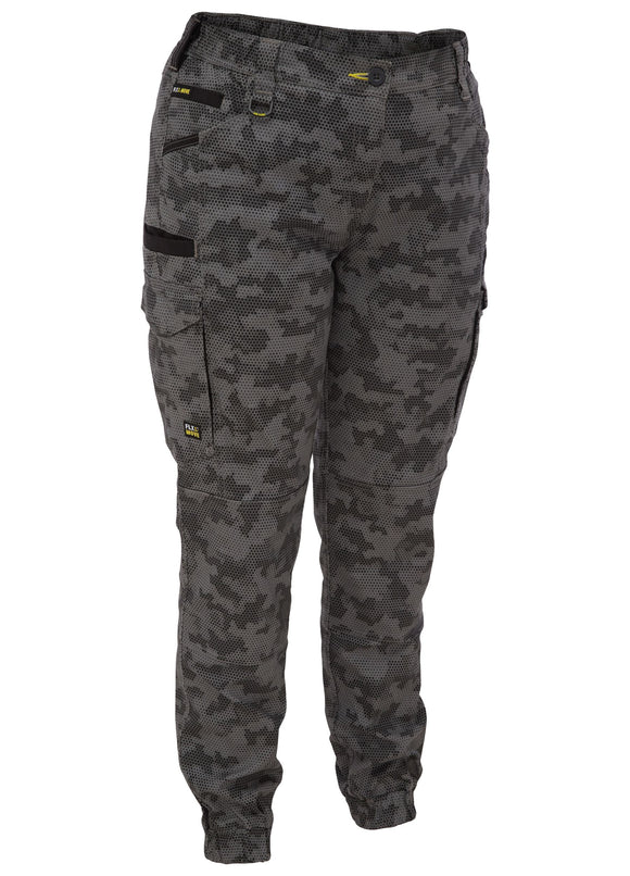 Bisley Workwear Women's Flx & Move™ Stretch Camo Cargo Pants - Limited Edition Charcoal Honeycomb