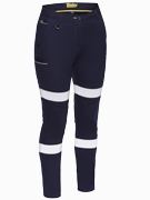 Bisley Workwear Women's Taped Mid Rise Stretch Cotton Pants Navy